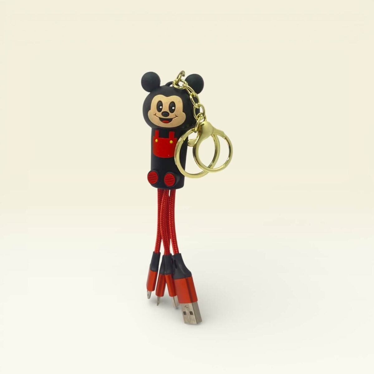 Micky Mouse Çoklu Şarj Kablolu Anahtarlık - Kırmızı