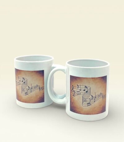 Müzik Notalı Vintage Kupa