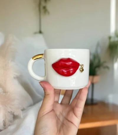 Red Lips Seramik Kupa