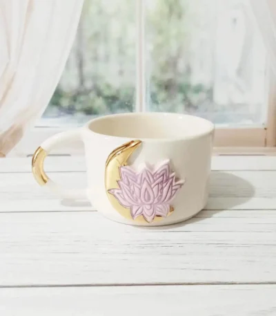 Moonlit Lotus Seramik Kupa