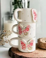 Butterfly El Yapımı Seramik Kupa - Görsel 2