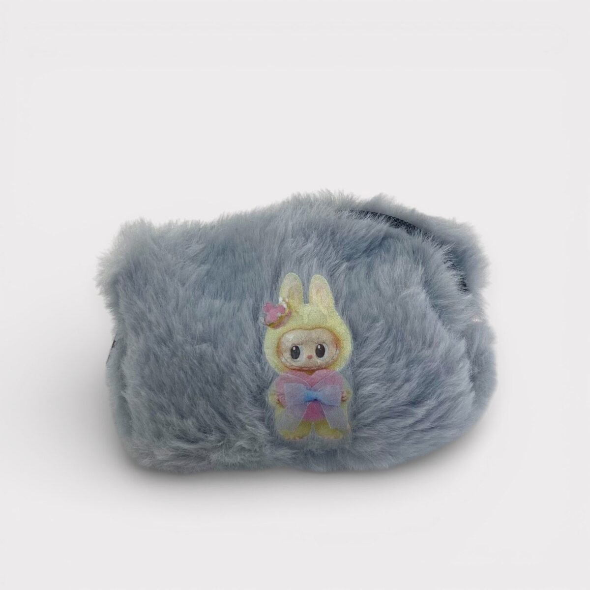 Mini Peluş Gri El Çantası