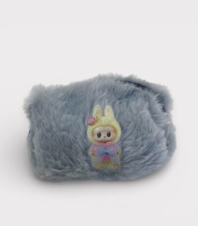 Mini Peluş Gri El Çantası