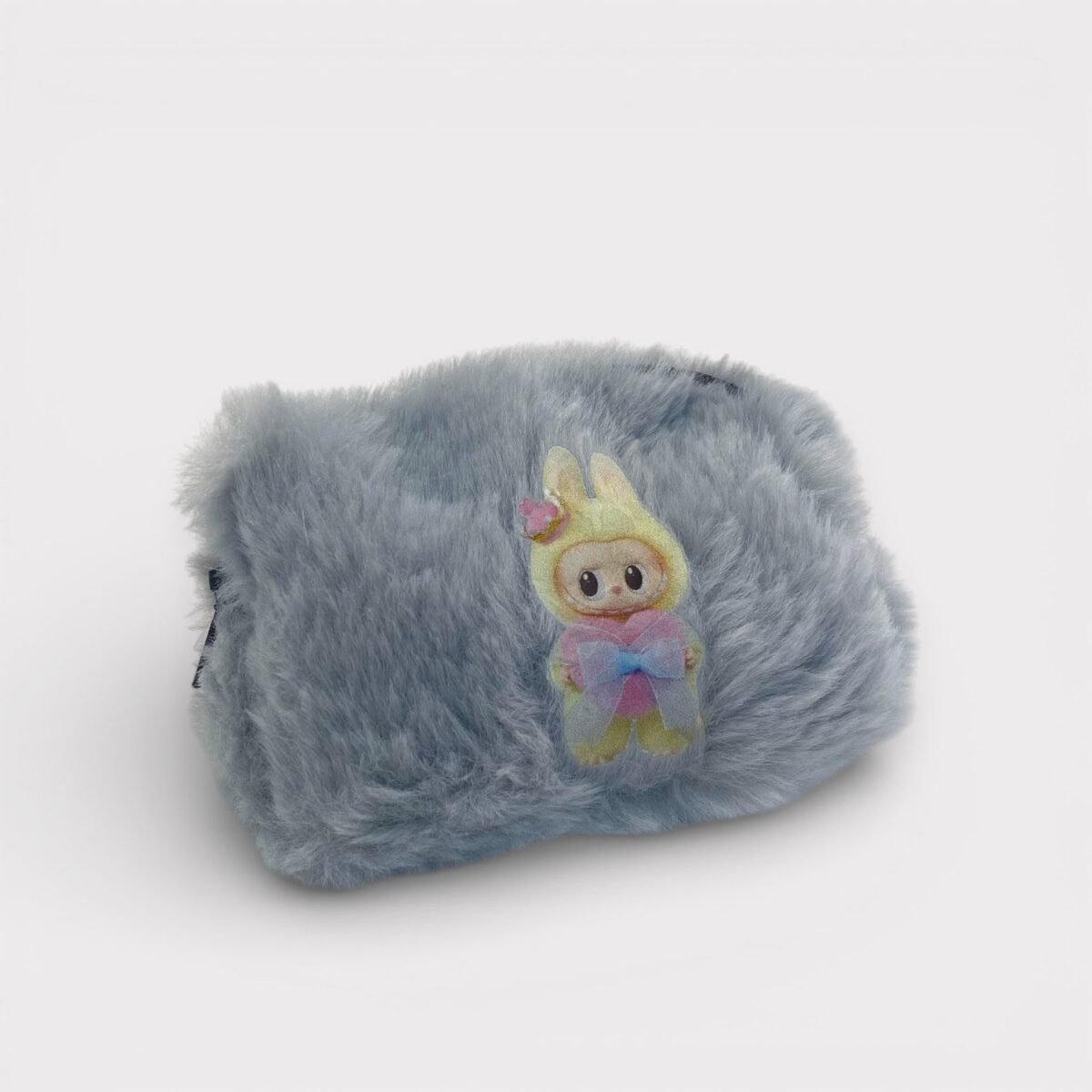 Mini Peluş Gri El Çantası