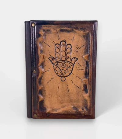 Hamsa Hand El Yapımı Deri Defter
