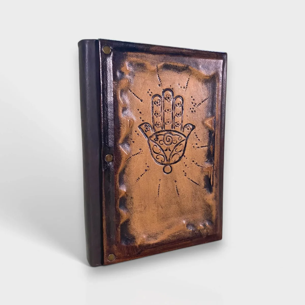 Hamsa Hand El Yapımı Deri Defter - Görsel 2