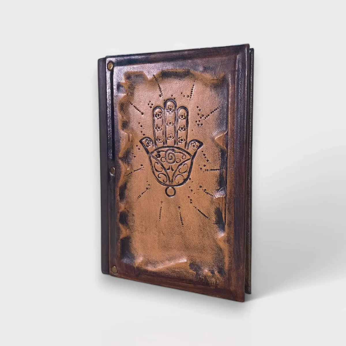 Hamsa Hand El Yapımı Deri Defter - Görsel 3