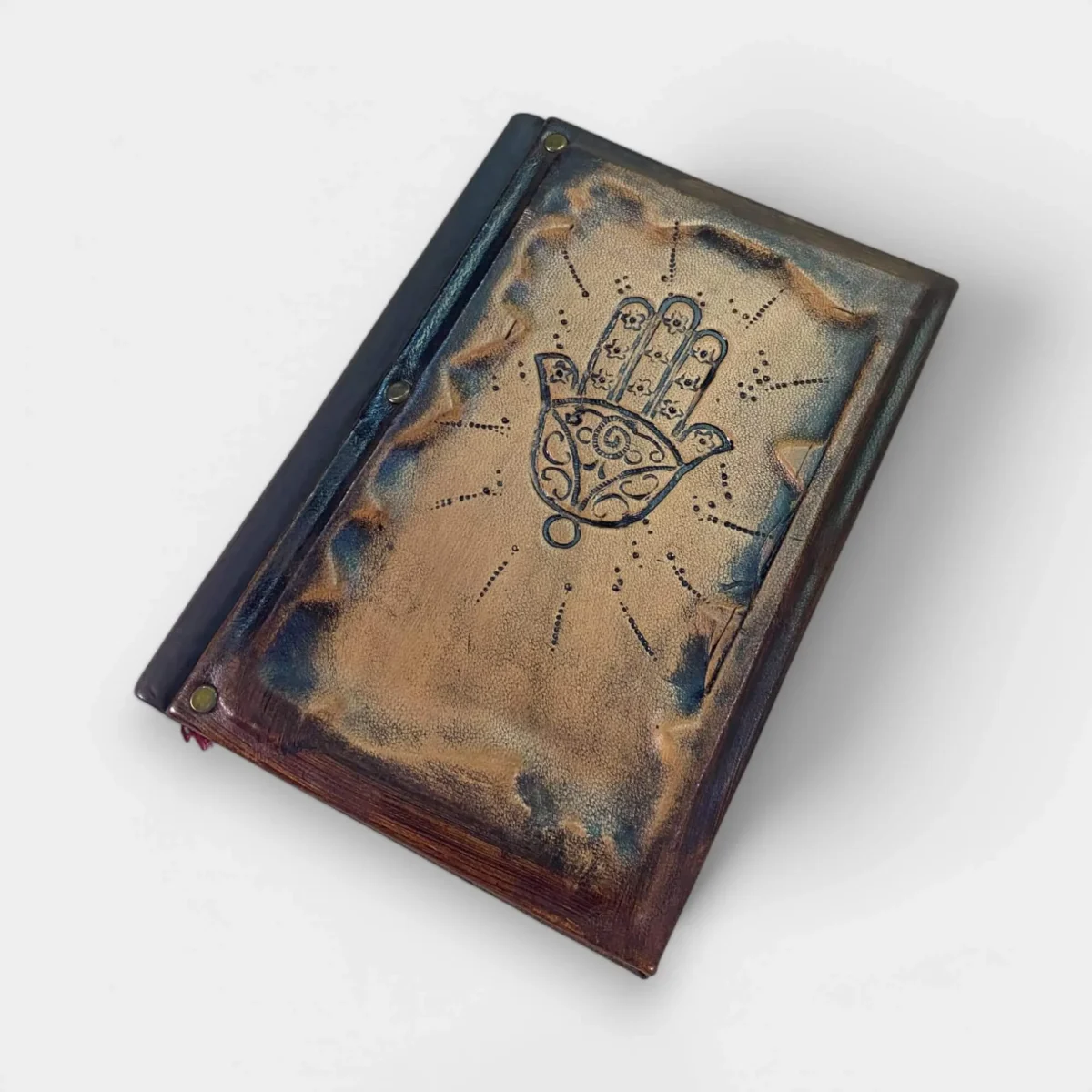 Hamsa Hand El Yapımı Deri Defter - Görsel 4