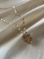 Zirkon Taşlı Rose Taç Kolye