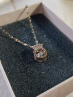 Zirkon Taşlı Rose Taç Kolye