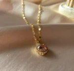 Zirkon Süslemeli Kristal Kolye