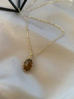 Kehribar Renkli Oval 'Komorebi' Kolye