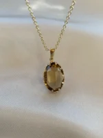 Kehribar Renkli Oval 'Komorebi' Kolye