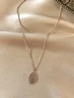 Zirkon Süslemeli Oval Rose Kolye