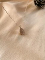 Zirkon Süslemeli Oval Rose Kolye