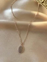 Zirkon Süslemeli Oval Rose Kolye