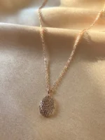 Zirkon Süslemeli Oval Rose Kolye