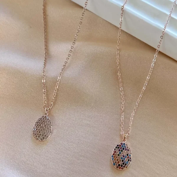 Zirkon Süslemeli Oval Kolye