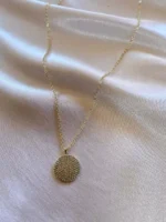 Zirkon Süslemeli Gold Kolye