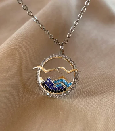 Zirkon Süslemeli Martı 'Gökotta' Kolye
