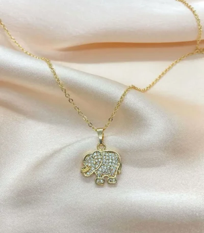Zirkon Süslemeli Fil Kolye