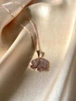 Zirkon Süslemeli Rose Fil Kolye