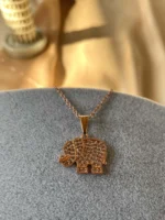 Zirkon Süslemeli Rose Fil Kolye