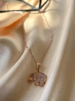 Zirkon Süslemeli Rose Fil Kolye