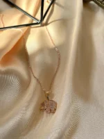 Zirkon Süslemeli Rose Fil Kolye