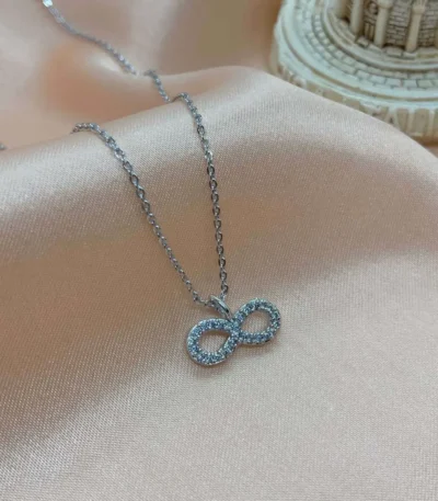 Sonsuzluk Figürlü Zirkon Taşlı Silver Kolye