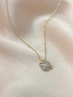 Zirkon Süslemeli Satürn Kolye