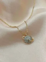 Zirkon Süslemeli Satürn Kolye