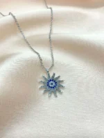 Güneş Figürlü Zirkon Taşlı Kolye