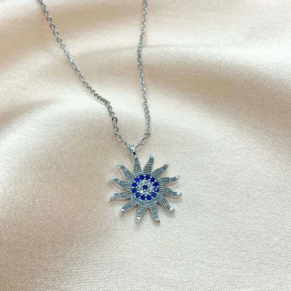 Güneş Figürlü Zirkon Taşlı Kolye