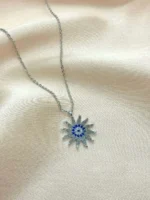 Güneş Figürlü Zirkon Taşlı Kolye