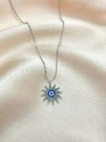 Güneş Figürlü Zirkon Taşlı Kolye