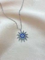 Güneş Figürlü Zirkon Taşlı Kolye