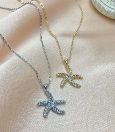 Zirkon Süslemeli Deniz Yıldızı Kolye