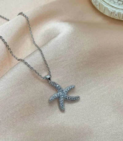 Zirkon Süslemeli Deniz Yıldızı Silver Kolye