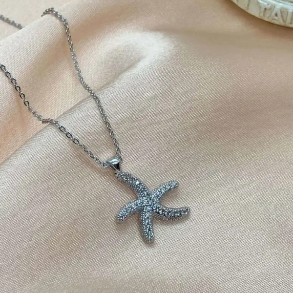 Zirkon Süslemeli Deniz Yıldızı Silver Kolye