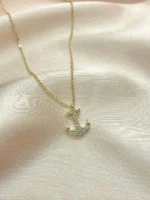 Zirkon Taşlı Çapa Figürlü Kolye