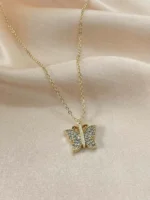 Kelebek Figürlü Zirkon Taşlı Kolye