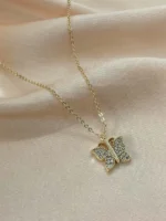 Kelebek Figürlü Zirkon Taşlı Kolye