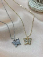 Kelebek Figürlü Zirkon Taşlı Kolye