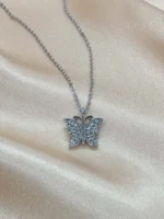 Kelebek Figürlü Zirkon Taşlı Silver Kolye