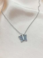 Kelebek Figürlü Zirkon Taşlı Silver Kolye