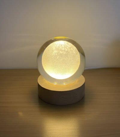 Dolunay Figürlü Dönen Kristal Cam Küre