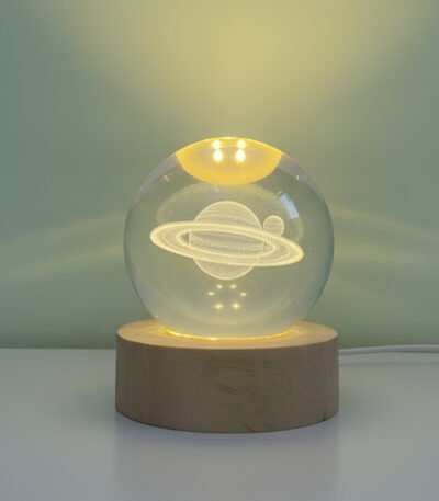Satürn Tasarımlı Kristal Cam Küre