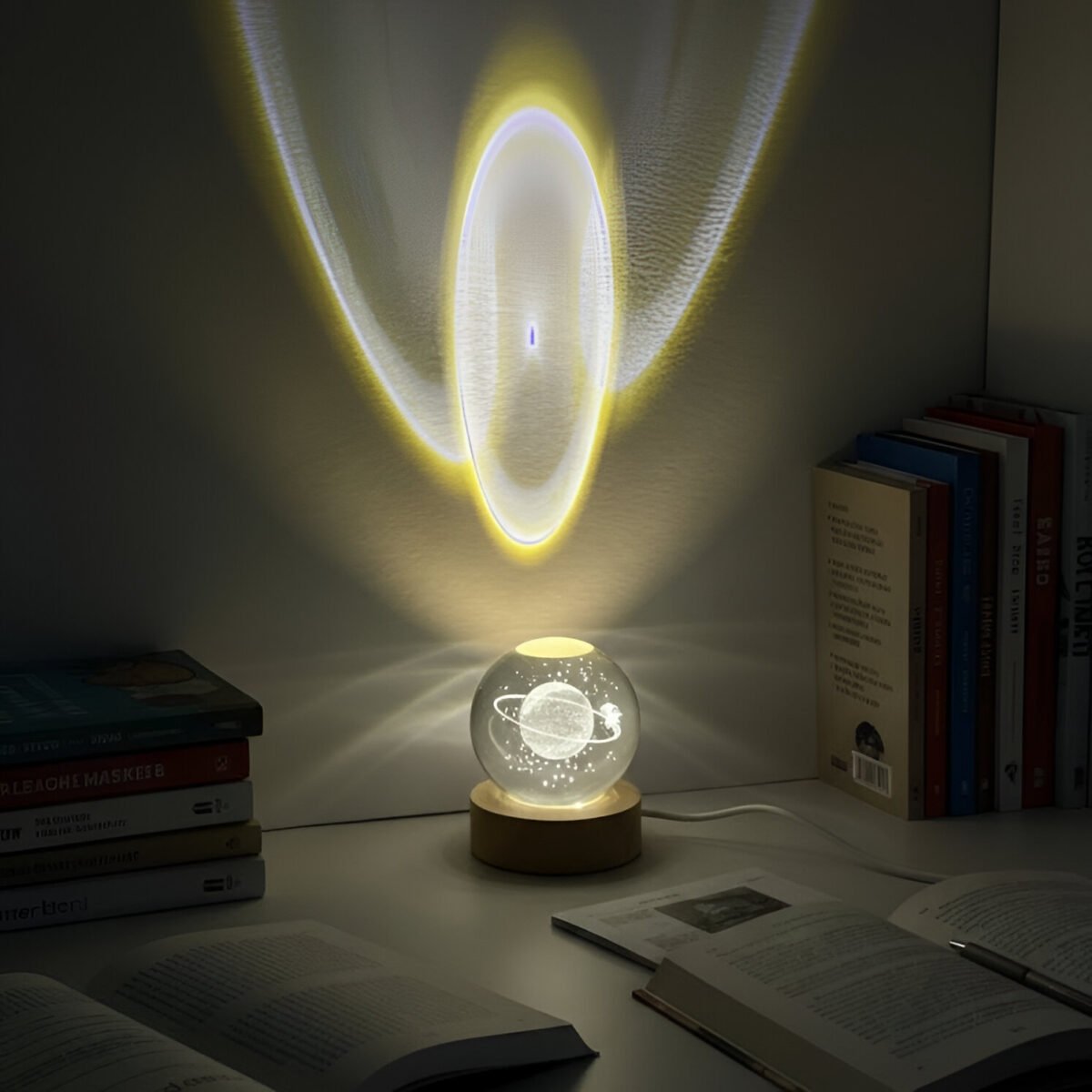 Satürn Halkasında Kız Figürlü Kristal Küre - Görsel 2