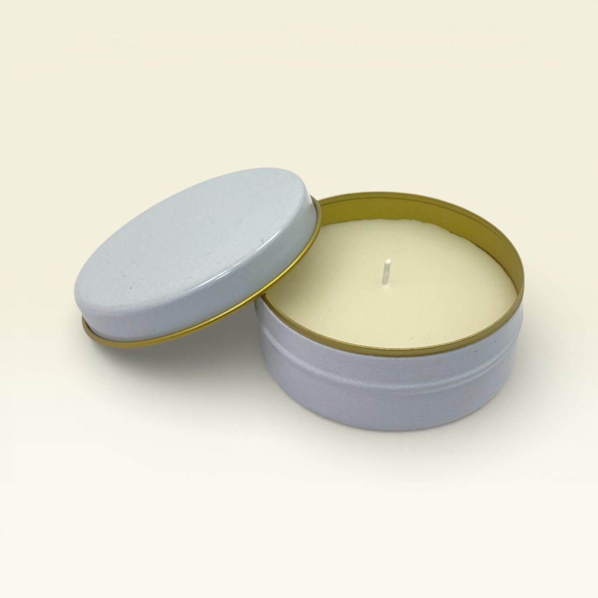 Vanilya Kokulu Beyaz Teneke Mum